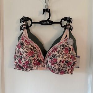 Two just be Pink Floral Lace and Gray Underwire Bra’s 40D